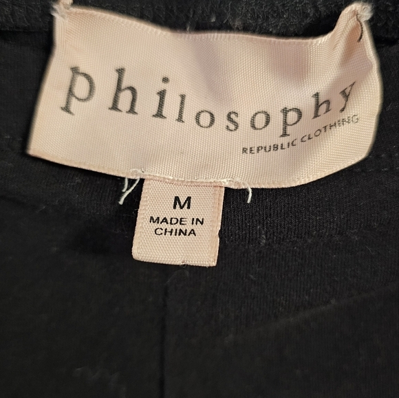 Philosophy Republic Clothing Black Leggings Long Soft Modal Cotton Grey Strip M - Picture 4 of 4